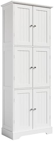 ChooChoo 63.2" Tall Bathroom Storage Cabinet with 6 Doors