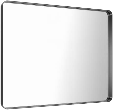 LOAAO 48x36 Inch Black Bathroom Mirror Metal Framed