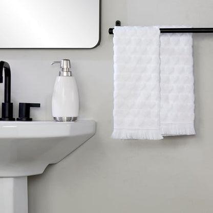 SKL Home Heart Jacquard Hand Towel Set-2pc, 100% Turkish Cotton, White