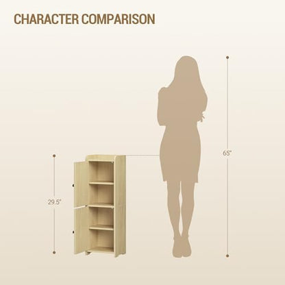 Hzuaneri Bathroom Storage Cabinet, Small Corner Floor Cabinet with 2 Doors