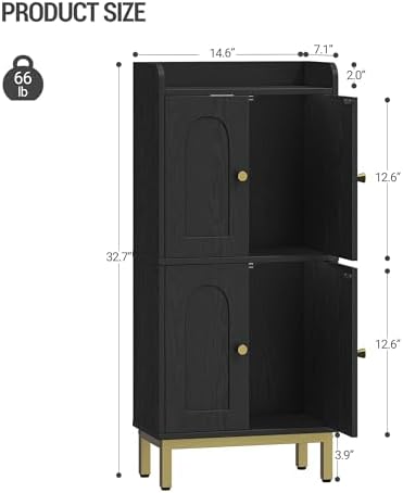 Hzuaneri Bathroom Cabinet, Small Storage Cabinet with 4 Doors