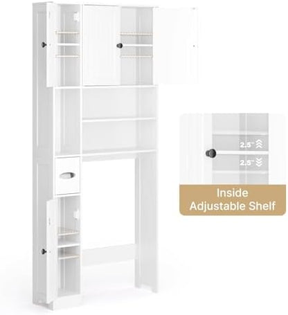 Ahomly Over The Toilet Storage Cabinet, with Five Doors, White