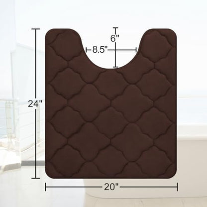 OLANLY Memory Foam Toilet Rugs U-Shaped 24x20, Soft Bath Mat, Brown
