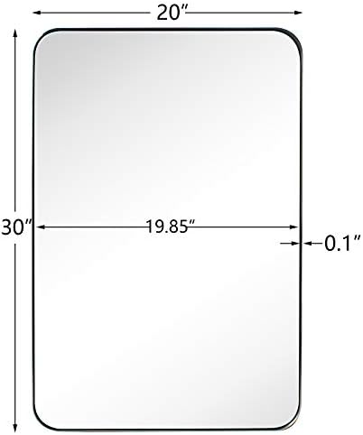 GRACTO 20 x 30'' Polished Nickel Rectangle Bathroom Vanity Mirror for Wall Polished Silver Metal Framed Rounded Rectangular Bathroom Vanity Mirrors, Vertical and Horizontal Hanging…