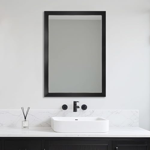 Bathroom Mirror for Over Sink 36x24 Inch Rectangular Wall Mirror, Black