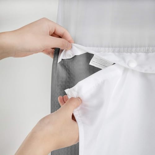 River Dream Heavyweight Waffle No Hook Shower Curtain with Liner,Gray,71x86