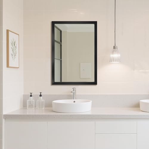 Bathroom Mirror for Over Sink 36x24 Inch Rectangular Wall Mirror, Black