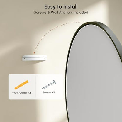 USHOWER Black Oval Bathroom Mirror 24x36 Inch