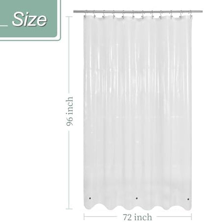 Mrs Awesome Extra Long Shower Curtain Liner 96" Length, Clear, 72x96