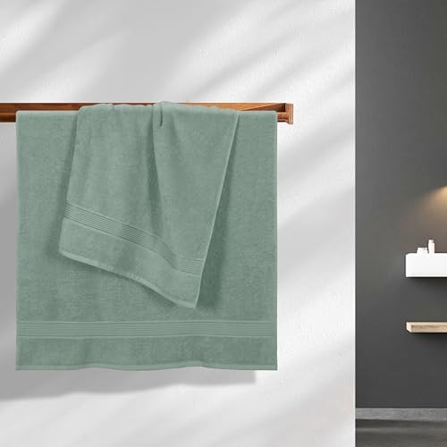 Belizzi Home Cotton 2 Pack Oversized Bath Towel Set 28x55 inches, Large Bath Towels, Ultra Absorbant Compact Quickdry & Lightweight Towel, Ideal for Gym Travel Camp Pool - Jade