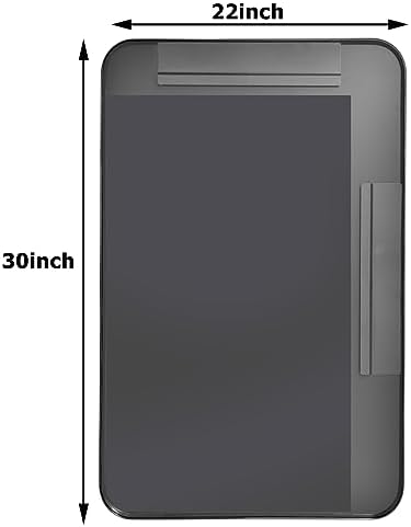 30"x22" Black Bathroom Mirror - Modern Mirror for Wall with Rounded Corners，Bathroom Mirrors for Vanity, Aluminum Alloy Framed Mirror Portrait or Landscape Hang, Rectangle Mirrors for Bedroom