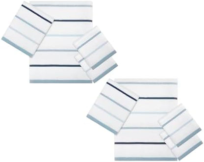 IZOD – Bath Towels, Plush Ringspun Cotton Blend with Striped Design and Dark Hem Finish, Set of 2 (Sandbar Blue)