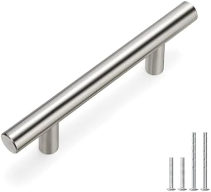 homdiy | 100 Pack 3in Hole Centers | Cabinet Handles Nickel Drawer Pulls Stainless Steel, Bar Handle Pull with Brushed Nickel Finish | Kitchen Cabinet Hardware/Dresser Drawers 201SN