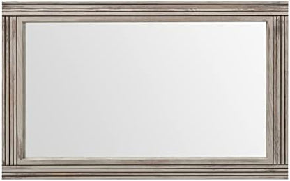 YOSHOOT Hand-Made Wooden Spliced Wall Mirror for Bathroom, Rustic Farmhouse Vanity Mirror, Décor Wall Art, Solid Wood Frame, Vertical or Horizontal Hanging, 60" x 30", Grey