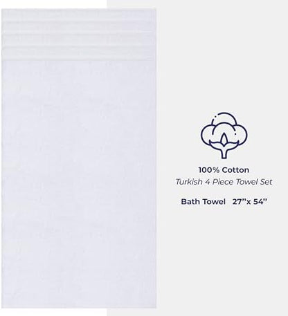 American Soft Linen 100% Cotton Luxury Turkish Towels, 4 PC Bath Towel Set