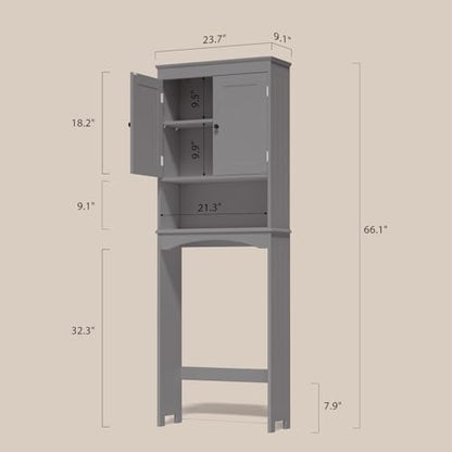 Gizoon Over the Toilet Storage Cabinet with Adjustable Shelf, Grey