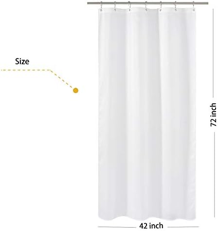 N&Y HOME Fabric Shower Curtain Liner Stall Size 42 by 72 inches, White
