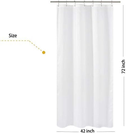 N&Y HOME Fabric Shower Curtain Liner Stall Size 42 by 72 inches, White