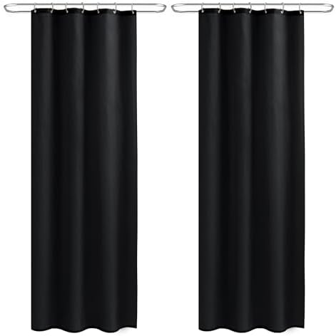 Nasitos Fabric Shower Curtain Liners with Magnets 2 Pcs 36X72 Inch Black