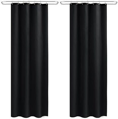 Nasitos Fabric Shower Curtain Liners with Magnets 2 Pcs 36X72 Inch Black