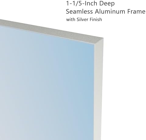 VocalStar Silver Bathroom Mirror, 18 x 26 Inch Square Corner Rectangle Nickel Metal Framed Bathroom Vanity Mirrors for Wall Modern, 1/4-inch Shatterproof Glass | Ultra-Flush Hanging