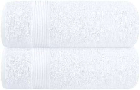 Belizzi Home Cotton 2 Pack Oversized Bath Towel Set 28x55 inches, Large Bath Towels, Ultra Absorbant Compact Quickdry & Lightweight Towel, Ideal for Gym Travel Camp Pool - White