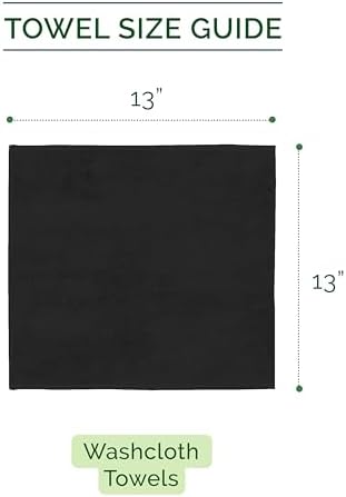 Elegant Comfort 100% Turkish Cotton Corduroy Ribbed Luxury Washcloths 6 Pack Soft 13 x 13 Inch - Higly Absorbent, Durable, Quick Dry, Spa Premium Hotel Quality for Bathroom or Travel, Black
