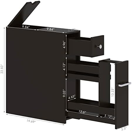 Spirich Small Bathroom Storage Cabinet with Toilet Paper Holder, Espresso