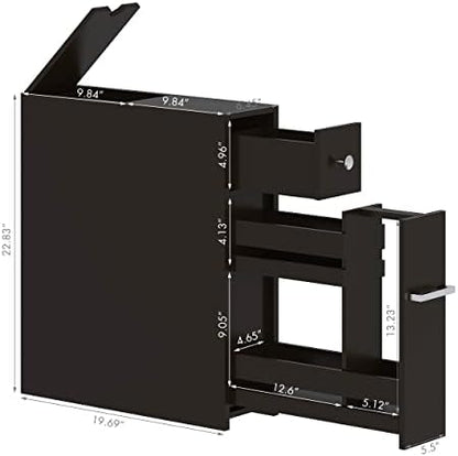 Spirich Small Bathroom Storage Cabinet with Toilet Paper Holder, Espresso