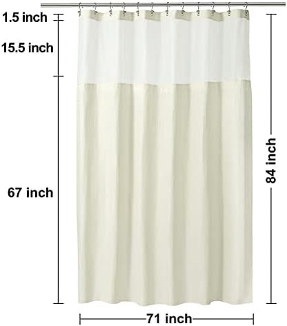 N&Y HOME Extra Long Waffle Shower Curtain with Snap-in Liner Cream, 71x84