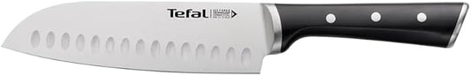 Tefal K2320614 Ice Force Stainless Steel Santoku Knife Premium Design, Long Lasting Performance,Silver/Black,- 18cm