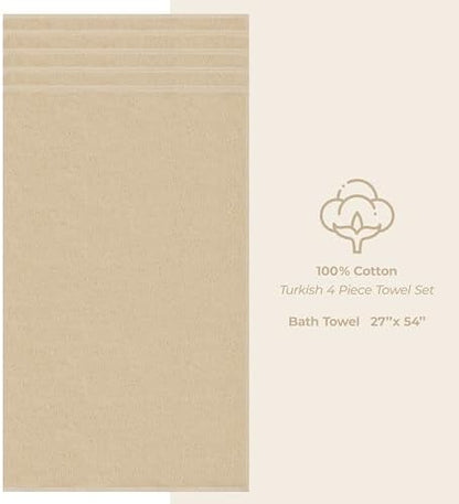 American Soft Linen 100% Cotton Luxury Turkish Towels, 4 PC Bath Towel Set