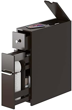 Spirich Small Bathroom Storage Cabinet with Toilet Paper Holder, Espresso