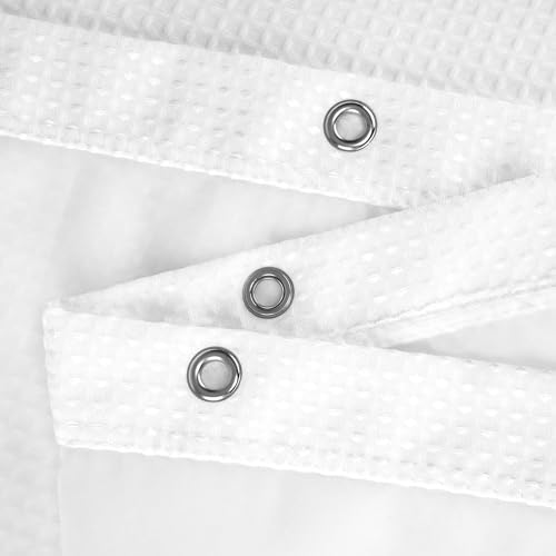 N&Y HOME 48 x 72 Waffle Weave Shower Curtain with Snap-in Liner Set White