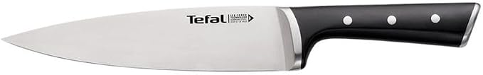 Tefal Ice Force Stainless Steel Chef Knife - 20cm - Premium Design, Long Lasting Performance - K2320214,Silver/Black
