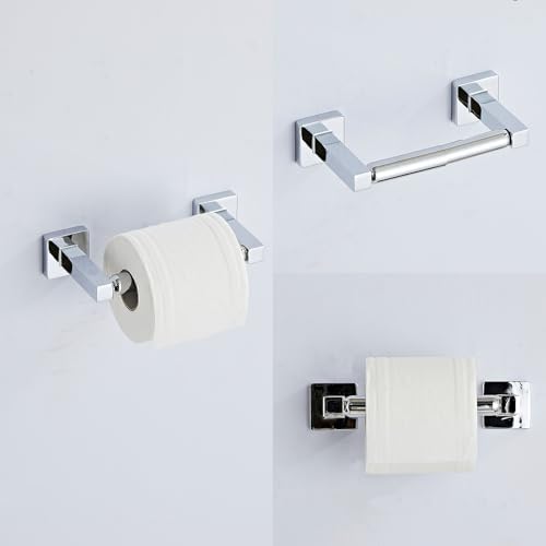 Chrome Bathroom Hardware Set 4 Pieces,Bathroom Accessories Set Stainless Steel Wall Mounted, Hand Towel Bar, Towel Ring, Robe Towel Hooks,Toilet Paper Holder,Towel Bar Set, 23.6 Inch