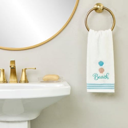 SKL Home South Seas Hand Towel Set-2pc, Coastal Embroidery, White
