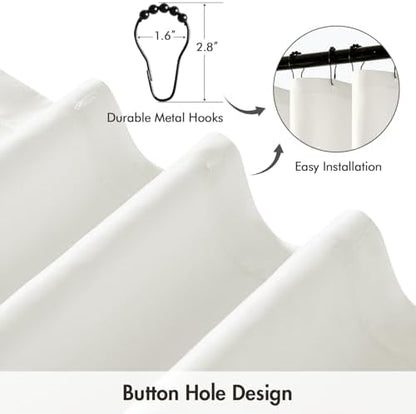 ANRODUO White Linen Textured Fabric Shower Curtain Set - W72xL78