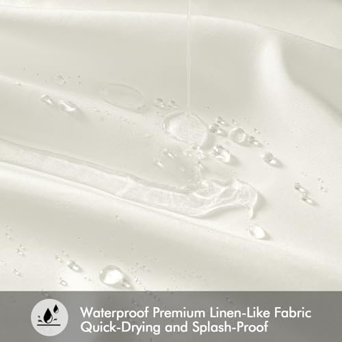 ANRODUO White Linen Textured Fabric Shower Curtain Set - W72xL78