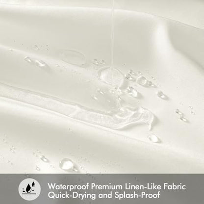 ANRODUO White Linen Textured Fabric Shower Curtain Set - W72xL78
