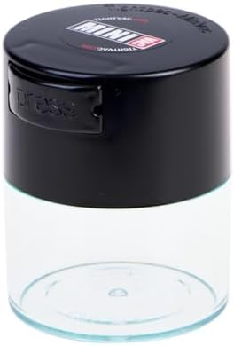 Tightvac - Premium Airtight Herb Storage Container - Holds ½ oz to 3 ounces - Keep Your Herbs and Dry Goods Fresh and Flavorful. Clear Black