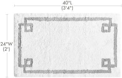 Madison Park Evan 100% Cotton Bath Rug Plush Absorbent, 24" x 40", White