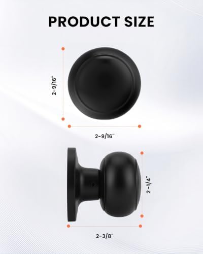 Haidms 3 Pack Black Dummy Door Knobs, Half Matte Black No-Turning Dummy Closet Doors Single-Sided Door Locks (6 Pieces/3 Pairs)