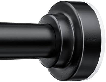 TEECK Shower Curtain Rod, 32-43 inch Adjustable Spring Tension Curtain Rod, Never Rust Anti-Slip Shower Curtain Rod for Bathroom, No Drilling, Never Collapse, Easy to Use, Black