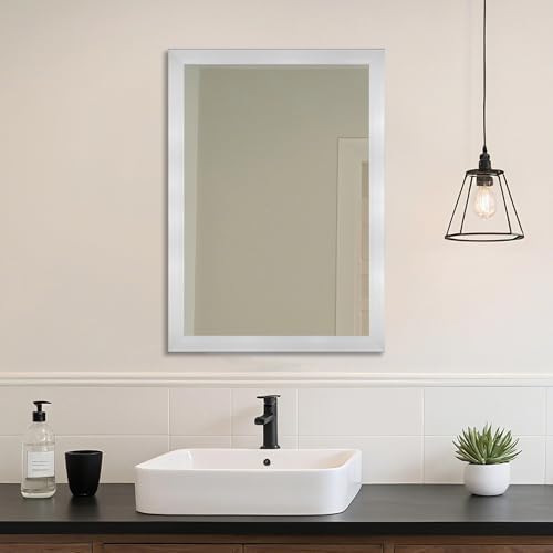 Bathroom Mirror for Over Sink 36x24 Inch Rectangular Wall Mirror, Nickel