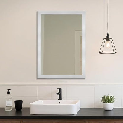 Bathroom Mirror for Over Sink 36x24 Inch Rectangular Wall Mirror, Nickel
