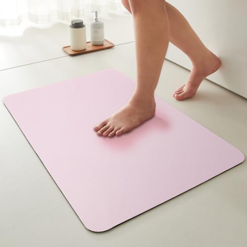 TYUU Thin Bath Mat, Bathroom Rugs Non Slip Washable, 24x36 Pink