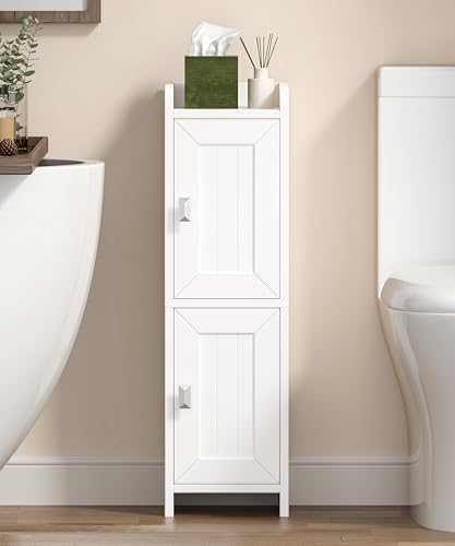 Akxomel Small Bathroom Cabinet Narrow Toilet Paper Organizer White