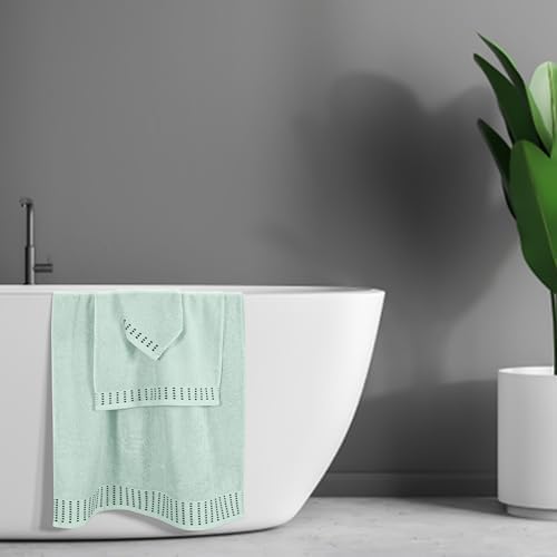 BELIZZI HOME Ultra Soft 3 Pack Cotton Towel Set, Contains a Bath Towels 28x55 inch, a Hand Towels 16x24 inch & a Wash Cloths 12x12 inch, Ideal Everyday use, Compact & Lightweight - Sea Green