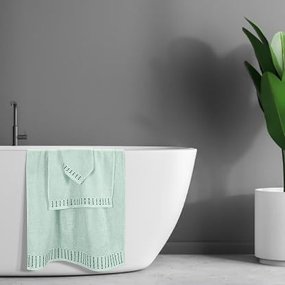 BELIZZI HOME Ultra Soft 3 Pack Cotton Towel Set, Contains a Bath Towels 28x55 inch, a Hand Towels 16x24 inch & a Wash Cloths 12x12 inch, Ideal Everyday use, Compact & Lightweight - Sea Green